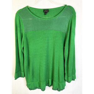 Worthington Light Weigth Sweater Women's XL 3/4 Sleeves Bright Green Classic